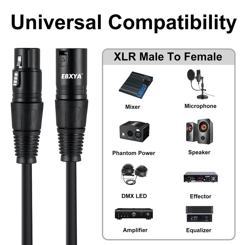 EBXYA XLR Patch Cable - 6 Ft, 4 Pack, 3 Pin Male to Female, DMX512 Lighting Compatible with Speakers, Mixer, Stage Lighting - Image 2